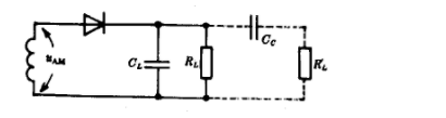 在下图所示的二极管峰值包络检波电路中，vAM（t)=0.8（1＋0.8cosΩt)cosωct（V)