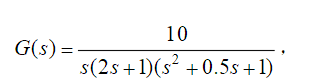 已知系统开环传递函数，试分别计算ω=0.5和ω=2时开环频率特性的幅值A（ω)和相角φ（ω)。已知系