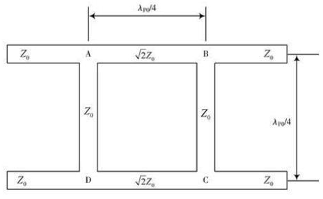 一个3dB不变阻微带双分支定向耦合器，当信号电压a1=ej0由端口（1)输入时，端口（4)接匹配负载