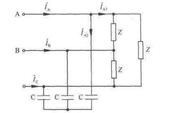 如图所示对称三相电路中，对称三相电源频率为50Hz，线电压为380V，对称三相负载Z=（18＋j24