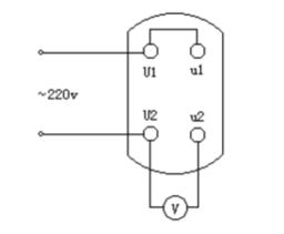 变压器出厂前要进行“极性”试验，如下图所示。将U1、u1联结，在U1U2端加电压，用电压表测U2u2