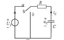 在图2.9所示电路中，己知U0=6V，R=10kΩ，C=50μF开关S合在a端时，电路已处于稳态。求