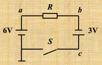 求图1.13所示电路中开关S闭合和断开两种情况下a、b、c三点的电位。  