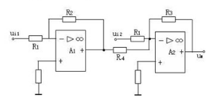 在下图所示放大电路中，运算放大器为理想的，R1=1kΩ，R2=22kΩ，R3=10kΩ，调节电位器R
