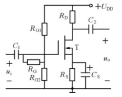 在图15.9.11（在教材中)所示的场效晶体管放大电路中，已知RL=30kΩ，RG1=2MΩ，RG2