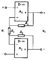 电路如图16－24所示，已知ui=0.5V，R1=R2=10kΩ，R3=2kΩ，试求uo。电路如图1