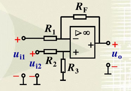 在原教材图16.2.7所示的差动运算电路中，R1=R2=4kΩ，RF=R3=20kΩ，ui=1.5V