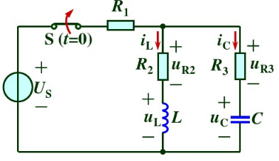 在图Ⅱ－3所示稳态直流电路中，R，C，L两端的电压分别为（)。      A．UR=30V、UC=1