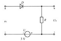 在图Ⅲ－1所示电路中，二极管D为理想元件。当输入信号ui=6sinωtV时，输出电压的最大值为（)。