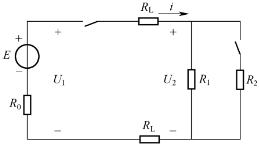 图1－31是电源有载工作的电路。电源的电动势E=220V，内阻R0=0.2Ω；负载电阻R1=10Ω，
