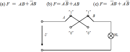 ①由开关组成的逻辑电路如图8.18所示，设开关A，月分别有如图所示为。和1两个状态，则电灯F亮的逻辑