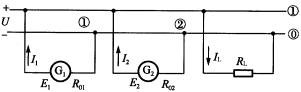 图2－44是两台发电机并联运行的电路。已知E1=230V，R01=0.5Ω，E2=226V，R02=