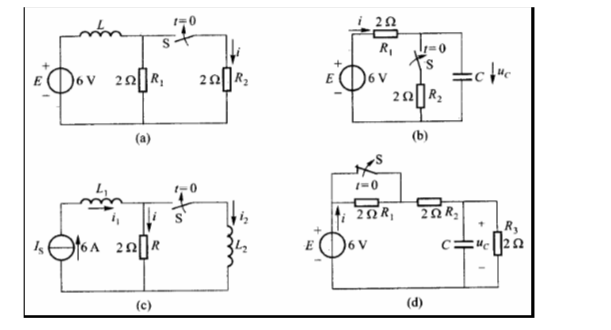 图3－13所不各电路在抉路前都处于稳态，试求换路后其中电沉i的初始值i（0＋)和稳态值i（∞)。图3