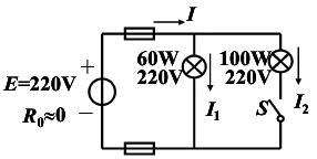 在图1－5所示电路中，（1)试求开关s闭合前后电路中的电流I1，I2，I及电源的端电压U；当s闭合时