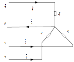 图5－7所示的是三相四线制电路，电源线电压Ul=380V。三个电阻性负载接成星形，其电阻为Rl=11