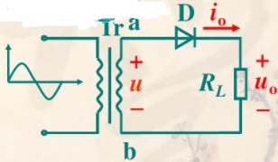 在教材图18.1.1的单相半波整流电路中，已知变压器二次侧电压的有效值U=30V，负载电阻RL=10