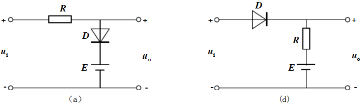 在图14.12所示的各电路图中，E=5V，ui=10sinωtV，二极管的正向压降可忽略不计，试分别