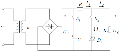 稳压二极管稳压电路如图18.20所示，已知u=28.2sinωV，稳压二极管的稳压值UZ=6V，R1