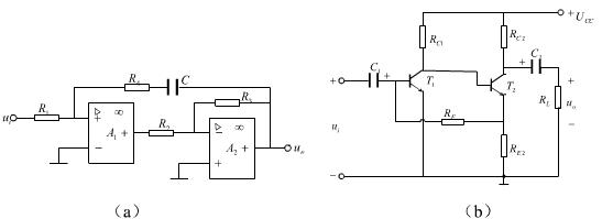 试判别图17－8（a)和（b)两个两级放大电路中引入了何种类型的交流反馈。试判别图17-8(a)和(