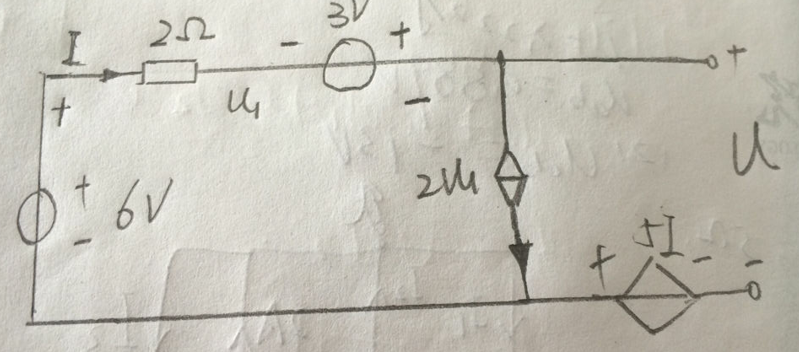 求题如图所示电路中的电压U和电流I。    