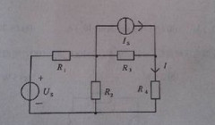 题如图所示电路中，已知：US=6V，R1=4Ω，R2=2Ω，R3=R4=4Ω，求电流I。题如图所示电