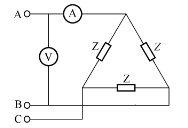 题如图所示三相电路中在正常工作时电流表的读数为26A，电压表的读数是380V，在下列情况下求各负载相