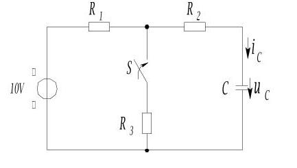 下图所示电路，开关S断开时电路已达稳态。t=0时闭合S，已知R1=100Ω，R2=200Ω，L=0.