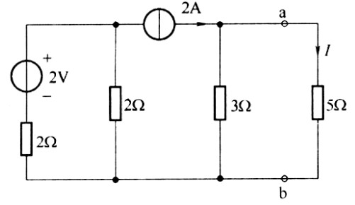 用戴维宁定理求下图所示电路电阻5中的电流。用戴维宁定理求下图所示电路电阻5中的电流。 