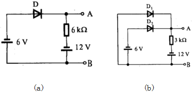 二极管电路如图所示。试判断二极管是导通还是截止，并求电路输出电压UAB。二极管电路如图所示。试判断二
