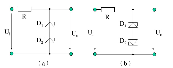 在如图所示各电路中，已知稳压管D1的稳压值为6V，D2的稳压直为10v。试分别计算各电路的输出电压U