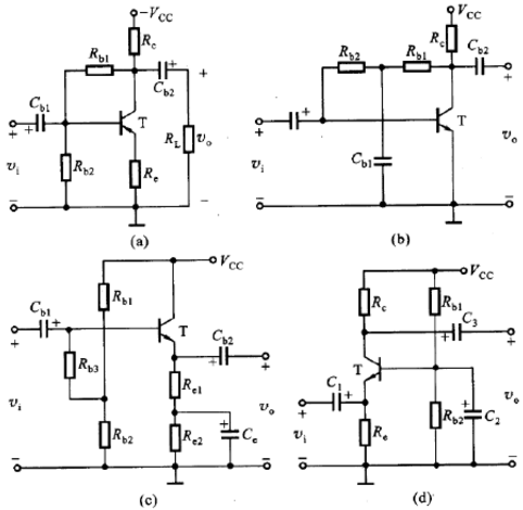 画出题2－10图所示电路的小信号等效电路，设电路中各电容容抗均可忽略，并注意标出电压、电流的正方向。