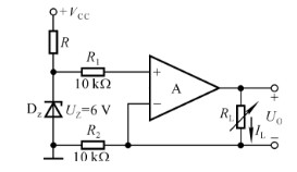 题7－8图所示为恒流源电路，已知稳压管工作在稳压状态，试求负载电阻中的电流。题7-8图所示为恒流源电