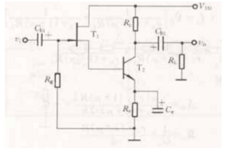 电路如下图所示，场效应管的互导为gm，而rd很大；双极型三极管的电流放大系数为β和输入电阻为rbe。