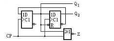 图题4.18所示是用CMOS边沿触发器和或非门组成的脉冲分配电路。试画出在一系列CP脉冲作用下Q1、