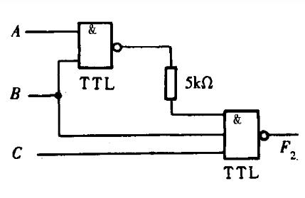 图2.2.11所示电路均为TTL门电路，写出F1、F2的逻辑表达式。图2.2.11所示电路均为TTL