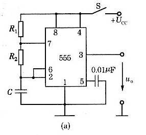 用555定时器接成的电路如图题6.21所示，设图中R=500kΩ，C=10μF。已知vI的波形，求下