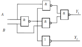分析图4.3电路的逻辑功能，写出Y1、Y2的逻辑函数式，列出真值表，指出电路完成什么逻辑功能。分析图