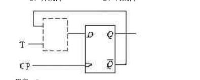 为将D触发器转换为T触发器，下图所示电路的虚框内应是______。