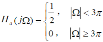 有一理想采样系统，采样频率Ωs=6π，采样后经理想低通滤波器Ha（jΩ)还原，已知    现有两个输