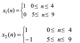 长度为N=10的两个有限长序列  ，  试分别用图解法和列表法求y（n)=x1（n)☉x2（n)长度