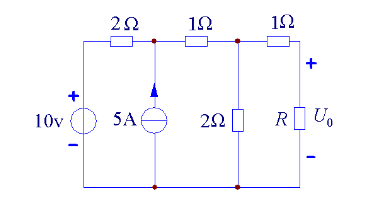 对于图2－12所示电路，已知U0=2.5V，试用戴维宁定理求解电阻R。对于图2-12所示电路，已知U