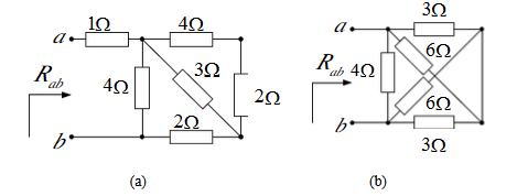 试求图a所示网络关于AB端的等效电阻RAB。试求图a所示网络关于AB端的等效电阻RAB。