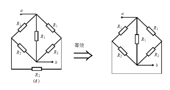 求图所示各电路的等效电阻Rab，其中R1=R2=1Ω，R3=R4=2Ω．R5=4Ω，G1=G2=1S