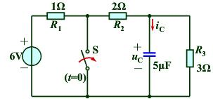 如图所示电路原已处于稳态。若在t=0时将开关S闭合，求t＞0的u（t)。如图所示电路原已处于稳态。若