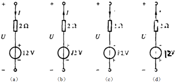 图中各元件的电流I均为2A。  （1)求各图中支路电压；  （2)求各图中电源、电阻及支路的功率，并