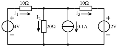 求图所示电路中的电流I1，I2，I3。求图所示电路中的电流I1，I2，I3。