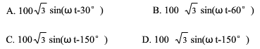 对称正序三相电压源作星形连接，若相电压，则线电压uAC=______V。  A．  B．  C．  
