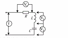 图所示正弦交流电路中，各电压表读数均为有效值。已知电压表的读数分别为10V、6V和3V，则电压表读数