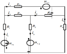 电路如图所示，该电路可列KVL的回路共有7个。试按给定支路电流的参考方向列出这些KVL方程。并找出其