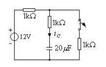 电路如图所示，开关未动作前电路已达稳态，t=0时开关S打开。求uC（0＋)、iL（0＋)、、、。电路